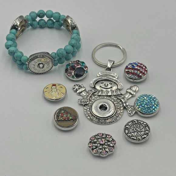 Ginger Snaps Lot Bracelet Keychain Charms Mixed Rhinestone Holiday Pieces - Picture 1 of 9